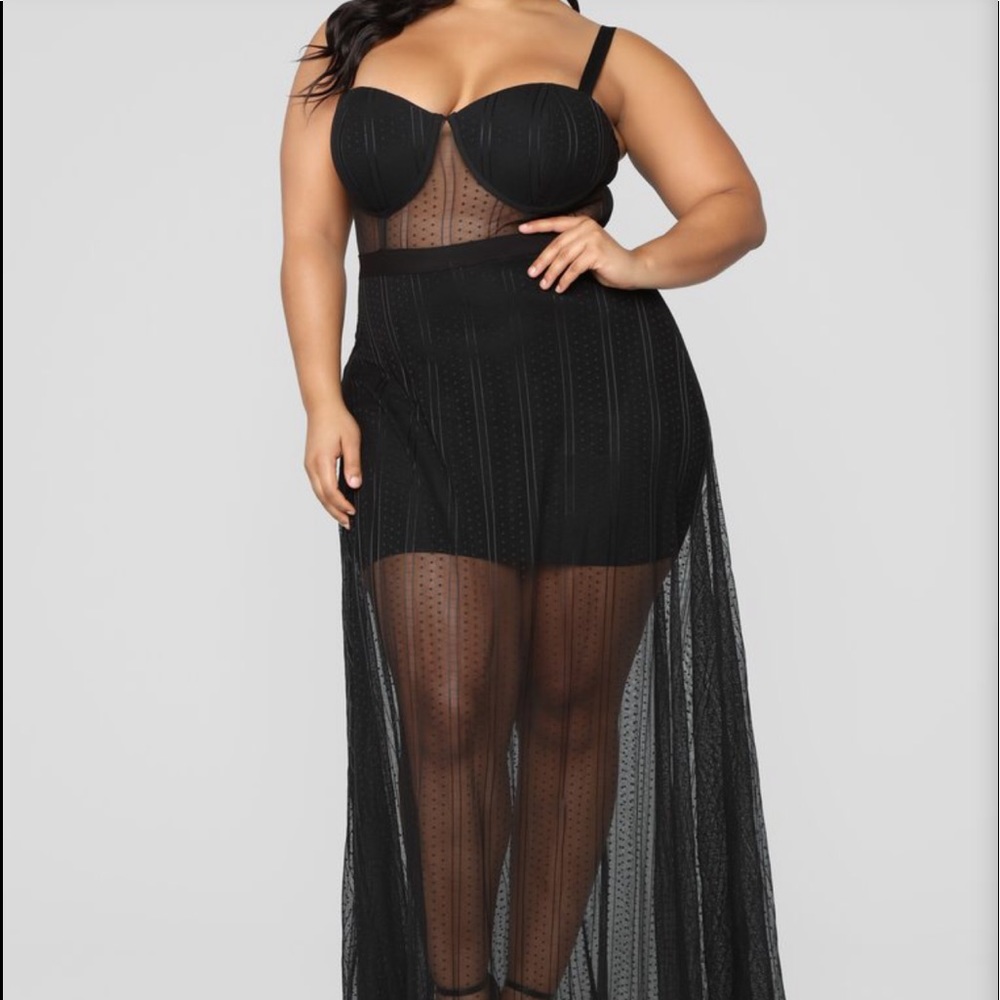 Black Mesh Maxi Dress